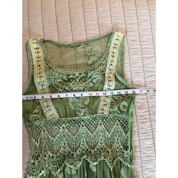 Sundance Dress NO SLIP Green Fairy Boho Coquette Lace Festival See Measurements - Picture 11 of 12